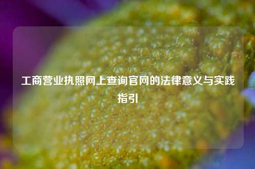 工商营业执照网上查询官网的法律意义与实践指引
